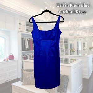 Sleeveless Calvin Klein Blue Cocktail Formal Dress